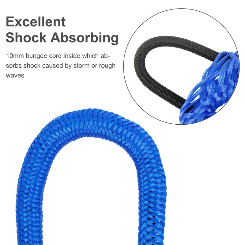 Jranter Bungee Dock Lines - Boat Accessories - 4 Feet Shock Cords Docking Rope Mooring Rope for PWC,Jet ski,Pontoon,Kayak,Canoe,Power Boat,Watercraft (Blue) - Image 4